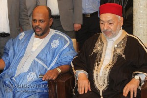 Le président de Tawassoul en compagnie du chef d'Annahda, Rachid Ghannouchi (photot: Saharamédias.net)